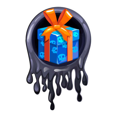 Black slime frame and gift icon for Halloween party.のイラスト素材