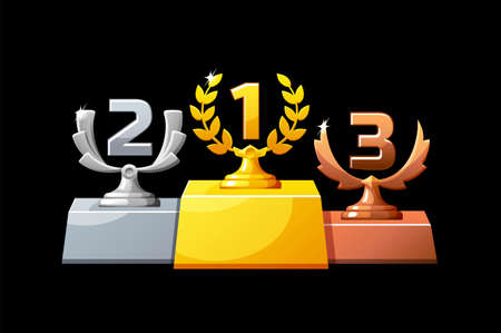 Podium Trophy Title are silver, bronze and gold for the game.のイラスト素材