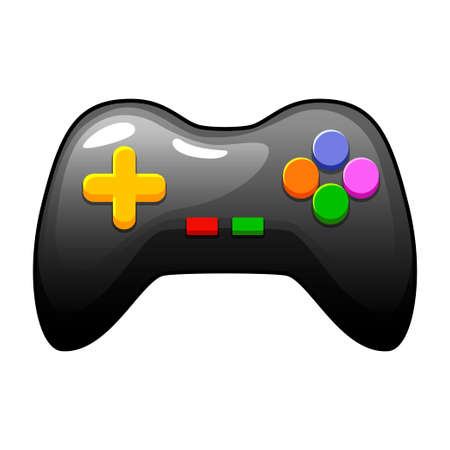 Cartoon black game joystick, gui console icon.のイラスト素材