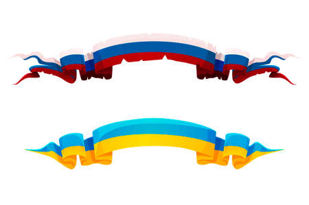 Ukraine and Russia ribbons, stop war. Ukraine flagのイラスト素材