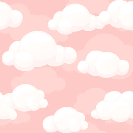 Seamless Cartoon Stylized pink Clouds Texture. Seamless Pattern skyのイラスト素材