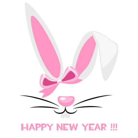 Happy New Year 2023, Cartoon Rabbit Zodiac. Greeting card templateのイラスト素材
