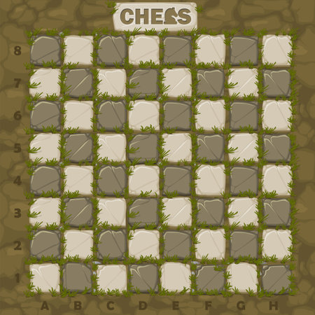 Stone Chessboard on ground texture for 2D game. Vector Chess boardのイラスト素材