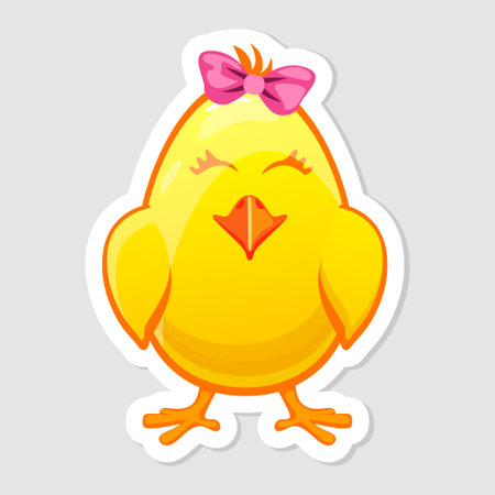 Vector Easter sticker, Easter Chick in eggのイラスト素材