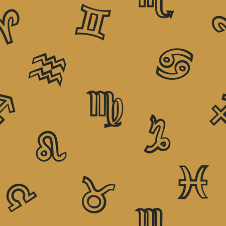Flat background with signs of the zodiac. Astrology seamless pattern with zodiac signsのイラスト素材