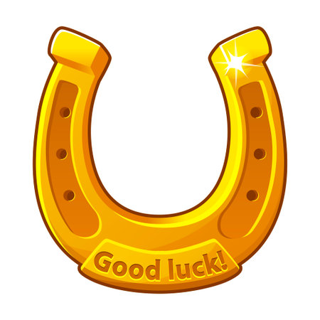 Golden horseshoe, lucky St. Patricks day symbol. Good luck sign.のイラスト素材