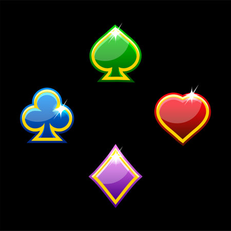 Set of colored playing card suits isolated, Heart, spade, club and diamondのイラスト素材
