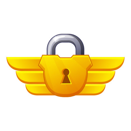 Award golden padlock. Game icon. Block and securityのイラスト素材