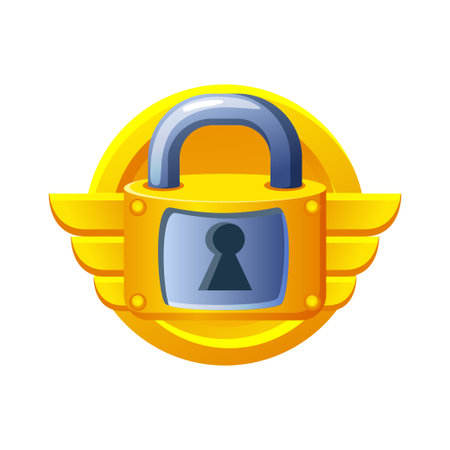 Award golden padlock. Game icon block or securityのイラスト素材