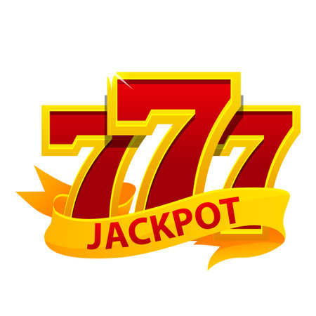 Jackpot symbol. 777 and ribbon, isolated on white backgroundのイラスト素材