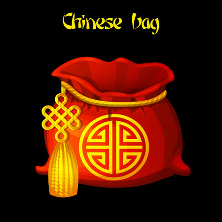 Empty Red big chinese good luck bagのイラスト素材