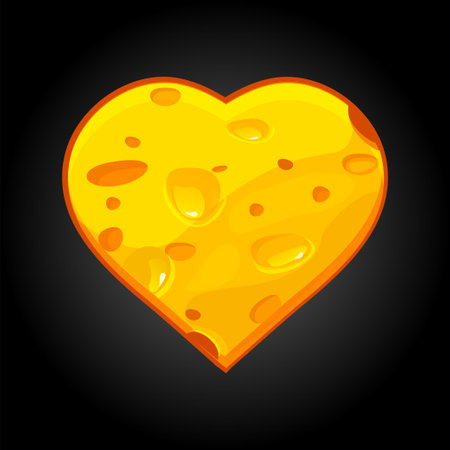 Heart Suit Symbol in cheese texture. Cartoon spades iconのイラスト素材