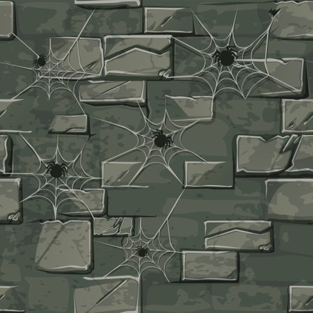 Stone wall texture with spider web for 2D gameのイラスト素材