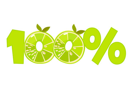 Lime texture text 100 percent. Vector icon with lime for advertising, banner, leaflet or polygraphyのイラスト素材