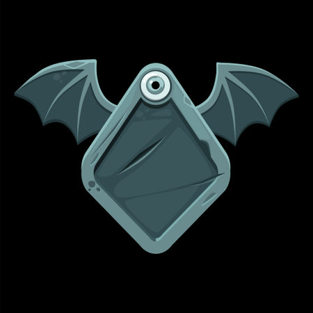 Template stone background for icon. Stone shield with wingsのイラスト素材