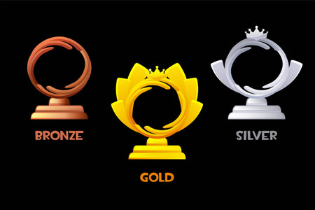 Award badges or figurines from different metalsのイラスト素材