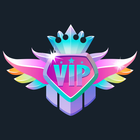 VIP badge with wings and crownのイラスト素材