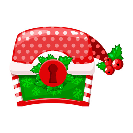 Christmas red chest in hat.のイラスト素材