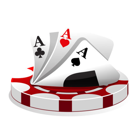 Casino icon. Vector Illustration Poker Cards And red Chip Games