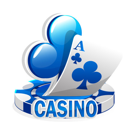 Blue icon for the casino. Vector Illustration Poker Cards, clubs symbol, and Chip Gamesのイラスト素材