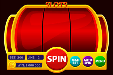 Slot Machine Vector. Golden and red Lucky Empty Slots. Spin Wheel. Casino Jackpot. Gambling Fortune Illustrationのイラスト素材