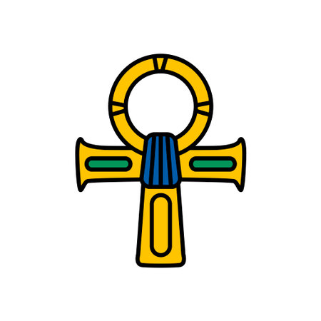 Egyptian cross hieroglyph and symbol, cross Ankh iconのイラスト素材