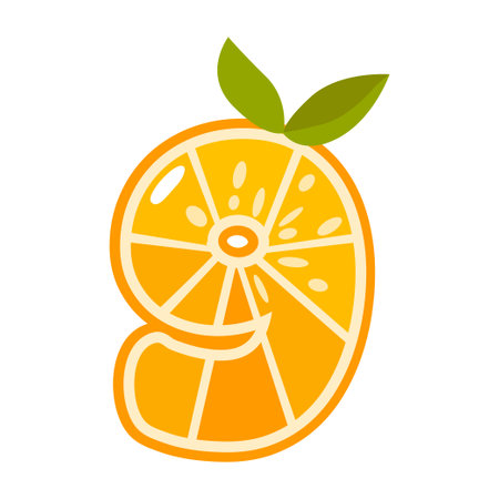 Orange fruit numberのイラスト素材
