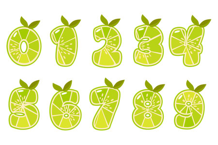 Lime fruit numbersのイラスト素材