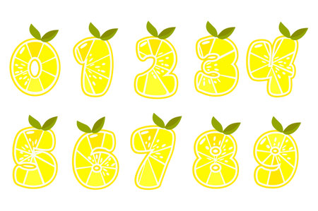 Lemon fruit numbersのイラスト素材