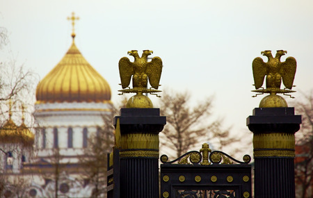 Cathedral of Christ the Savior (view from Manezhnaya Square)の写真素材