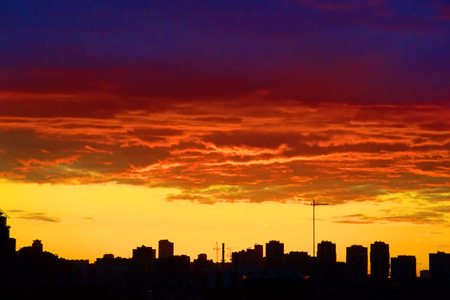 red sunset cityの写真素材