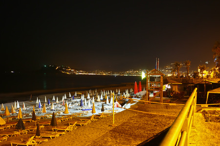 Night beach views of Alanya. Turkeyの写真素材