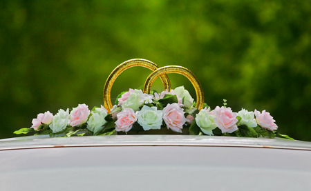 Car Decoration - wedding ringsの写真素材