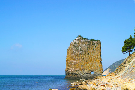 Rock "Sail" the Black Sea in Russiaの写真素材