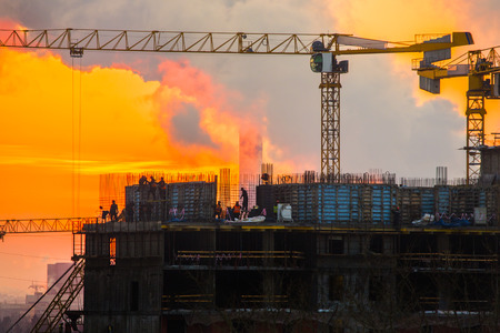 tower building sunsetの写真素材