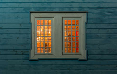Orthodox window. Poland. Orthodox window by night.の写真素材