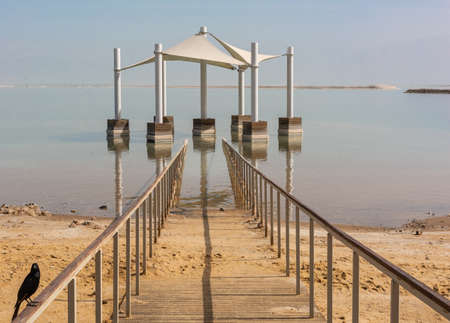 Footbridge, bridge to the Dead Sea. Israel.の写真素材