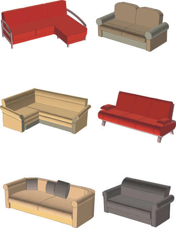 Furniture elements, sofa, bed, isolated element. Vector drawing of a sofaのイラスト素材
