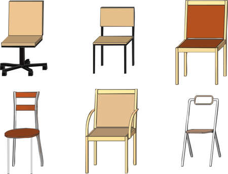 Vector drawing of chairs, stools. Interior elements.のイラスト素材