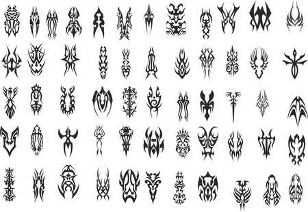 Tattoo vector clipart. Drawing on the body.のイラスト素材