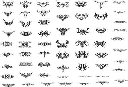 Tattoo vector clipart. Drawing on the body.のイラスト素材