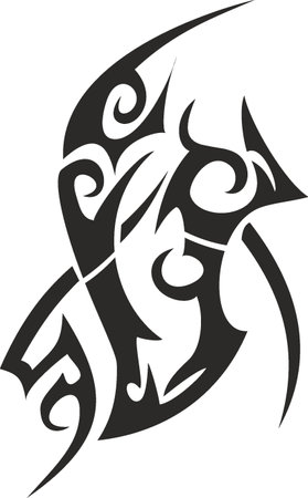 Vector symbol, ornament, tattoo. beautiful vector illustration. Drawings on the body, ancient symbols.のイラスト素材