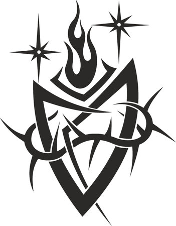 Vector symbol, ornament, tattoo. beautiful vector illustration. Drawings on the body, ancient symbols.のイラスト素材
