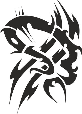 Vector symbol, ornament, tattoo. beautiful vector illustration. Drawings on the body, ancient symbols.のイラスト素材