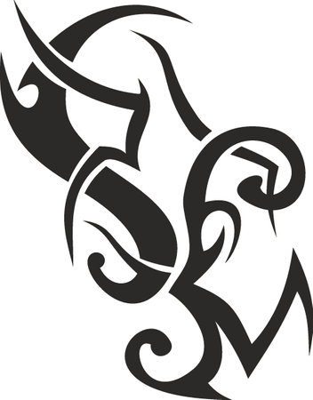 Vector symbol, ornament, tattoo. beautiful vector illustration. Drawings on the body, ancient symbols.のイラスト素材