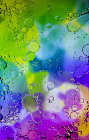 Abstract colorful background. Blurred colored drawing. Bubbles on a cheerful background.の写真素材