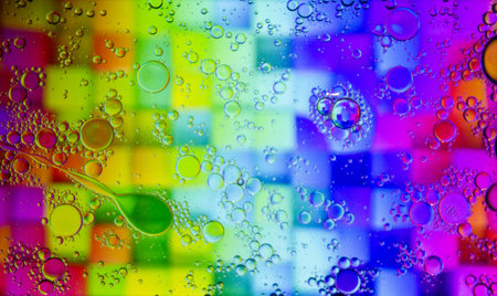 Abstract colorful background. Blurred colored drawing. Bubbles on a cheerful background.の写真素材