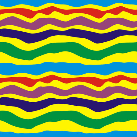 Illustration of seamless multi-colored pattern stripes on a yellow background. For design of congratulations, invitations, cards, wedding, fashion design, packaging, printing,のイラスト素材