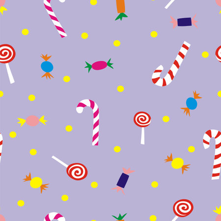 Vector seamless pattern with candies. A beautiful background for the holidays and for wrapping paper.のイラスト素材