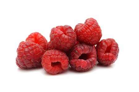 ripe raspberries isolatedの写真素材